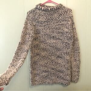 Workshop republic marled knit blue + cream mock neck cowl sweater size M